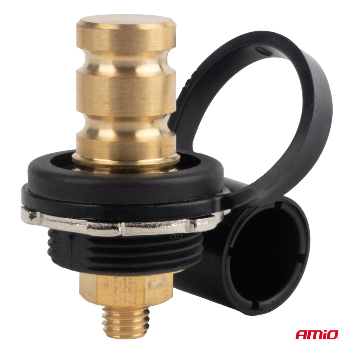 Schwarzer Minuspol-Batterieanschluss mit Kappe 3/8 M10 12/24/48V 250A, AMIO-03813