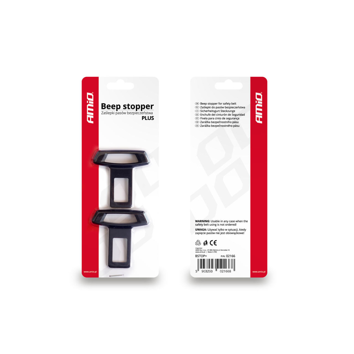 Sicherheitsgurt-Alarmunterdrücker BSTOP+, 2 Stück. AMIO-02166