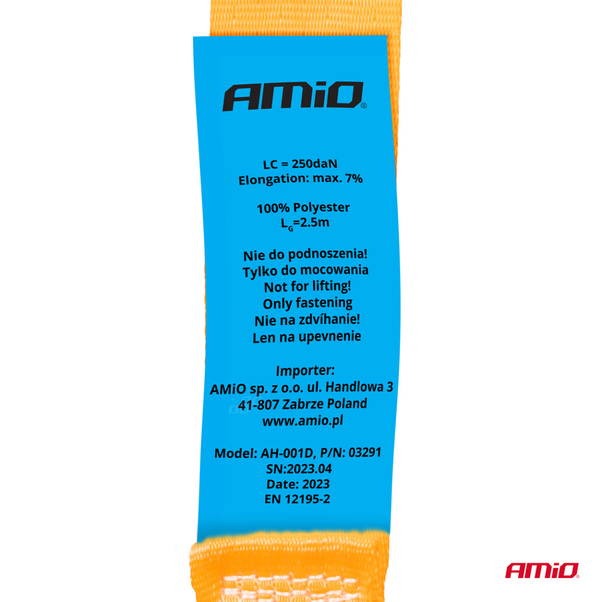 Ladungssicherungsgurt mit selbstsicherndem Verschluss 2,5 m x 25 mm, AMIO-03291