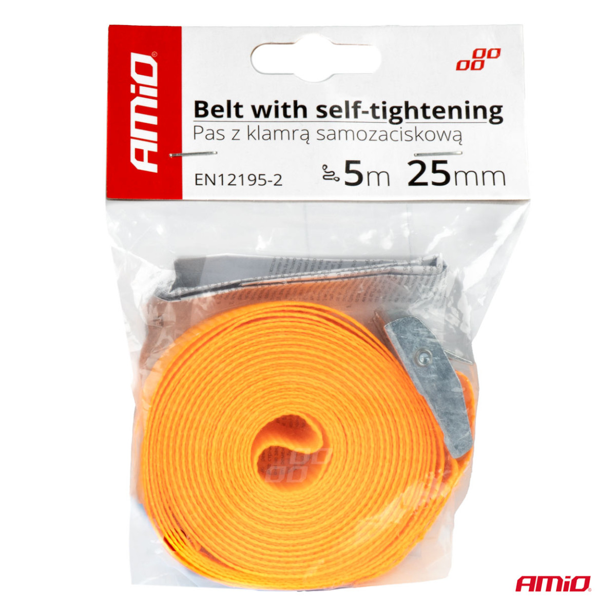 Ladungssicherungsgurt mit selbstsicherndem Verschluss 5 m x 25 mm, AMIO-03292