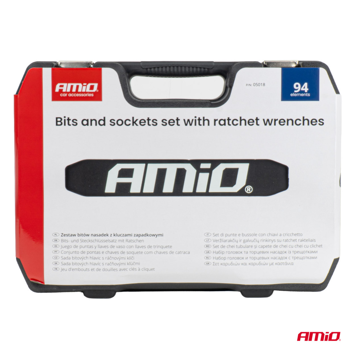 Bit- und Steckschlüsselsatz mit Ratschen, 94-teilig, AMIO-05018