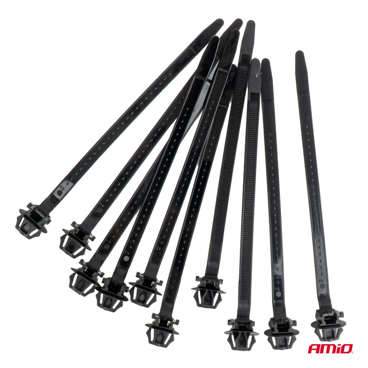 Set schwarzer Kabelbinder, 10 Stück, AMIO-05043