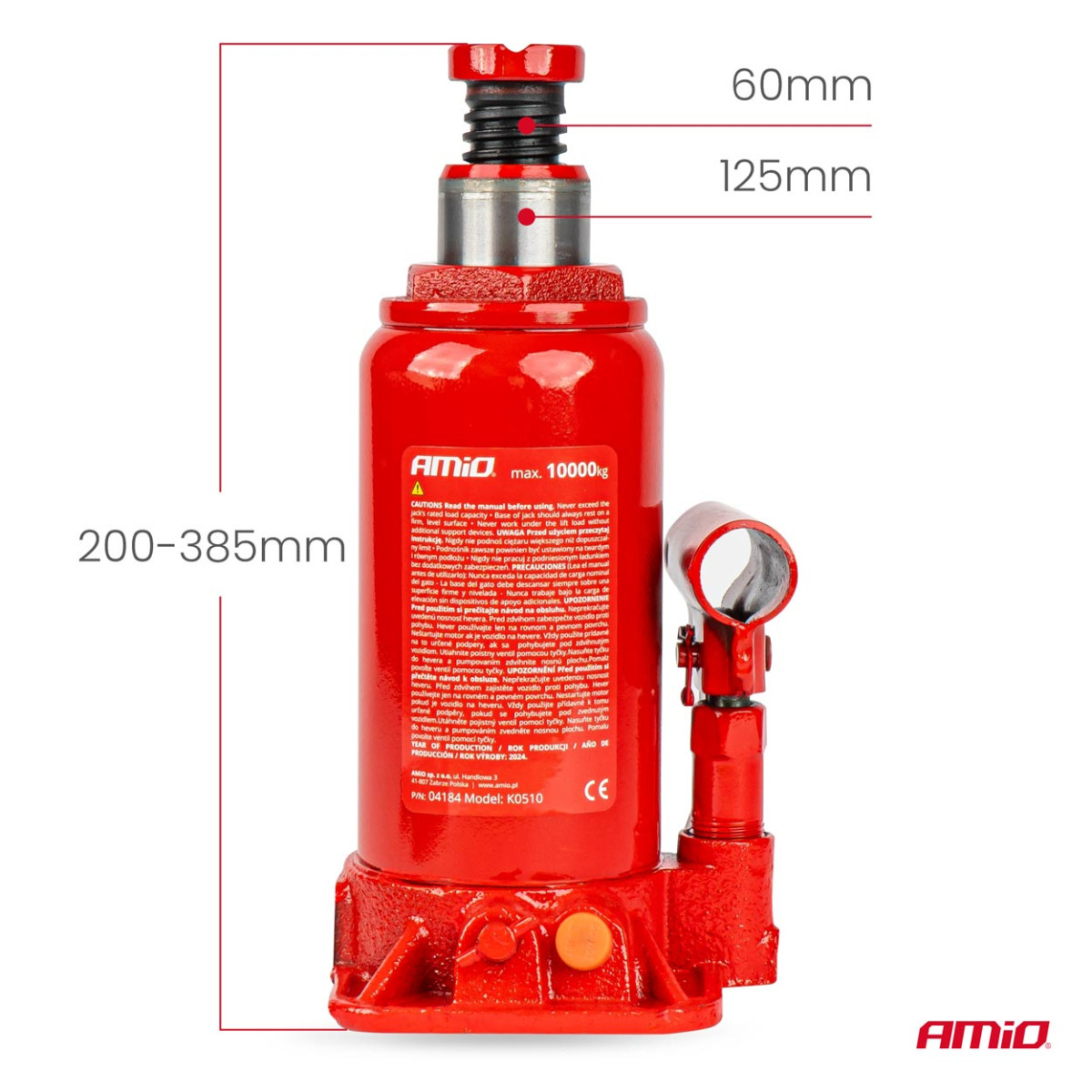 Hydraulische Säulenhebebühne 10 t, PVC-Box AMIO-04184