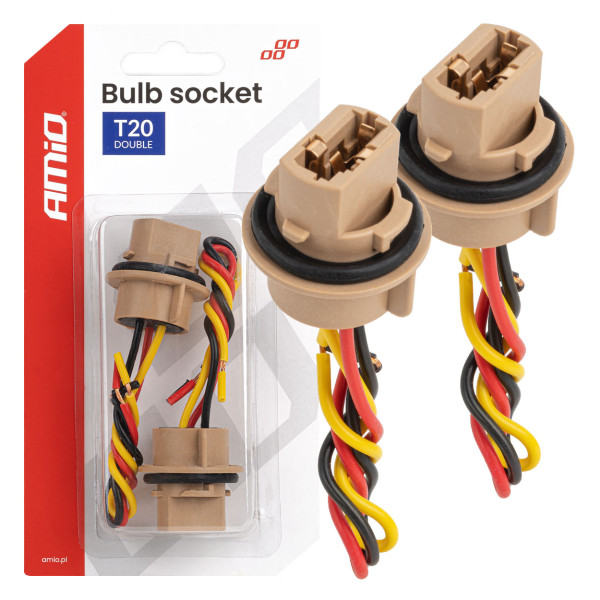 T20 LED-Lampenfassung 12V W21/5W, WY21/5W, W3x16q, 7443, 2 Stück. AMIO-04834