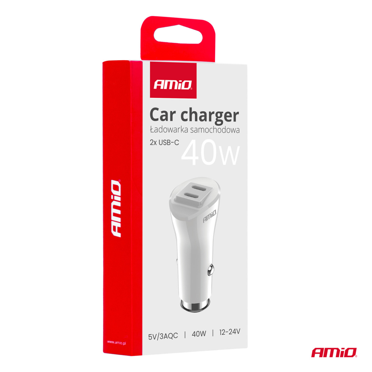 Kfz-Ladegerät 2xUSB-C 40W 12/24V AMiO-03884