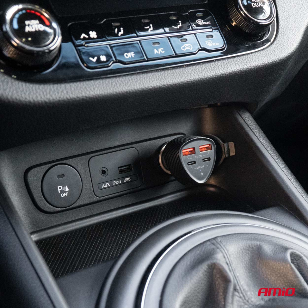 Kfz-Ladegerät 50W 2xUSB-A + 2xUSB-C AMIO-04284