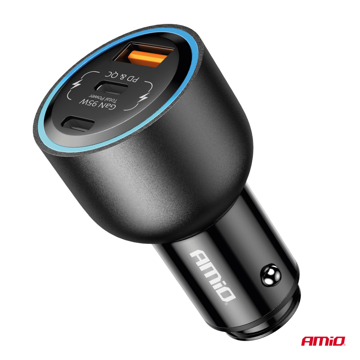 Kfz-Ladegerät 2x USB-C + USB-A 12/24V 95W AMIO-04372