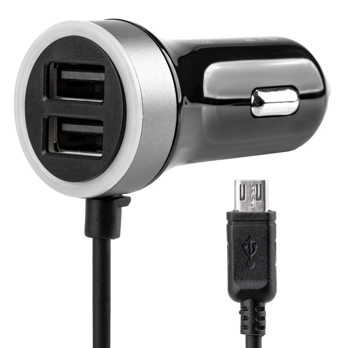 Kfz-Ladegerät PCH PRO-01 microUSB + 2xUSB 2,4A 12/24V