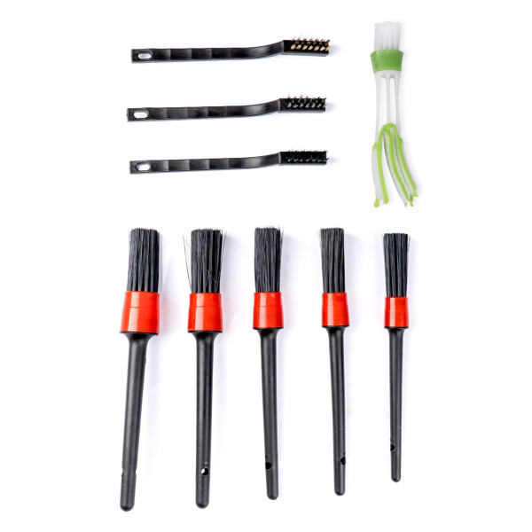 Autopflegeset mit Lüftungsgitterreiniger und Bürsten, 8-teilig.