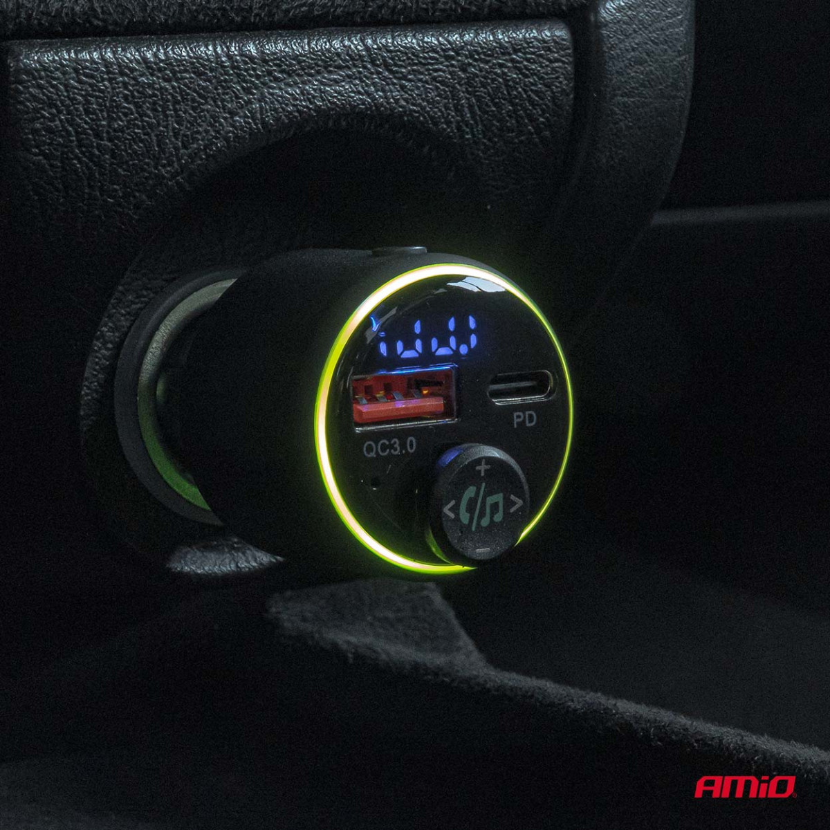 FM-Transmitter fürs Auto, 1×USB-A 1×USB-C 12V 24V AMIO-04655