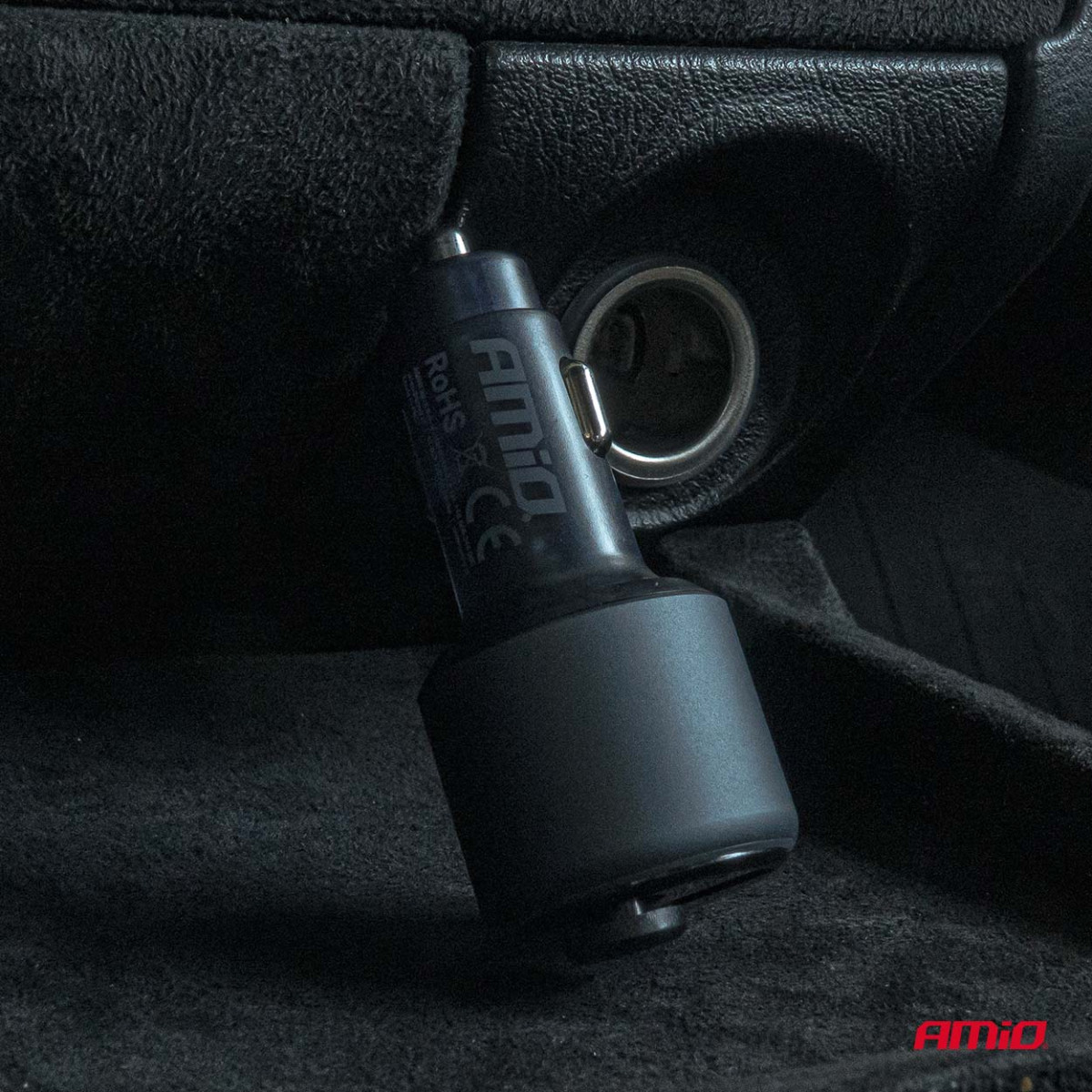 FM-Transmitter fürs Auto, 1×USB-A 1×USB-C 12V 24V AMIO-04655