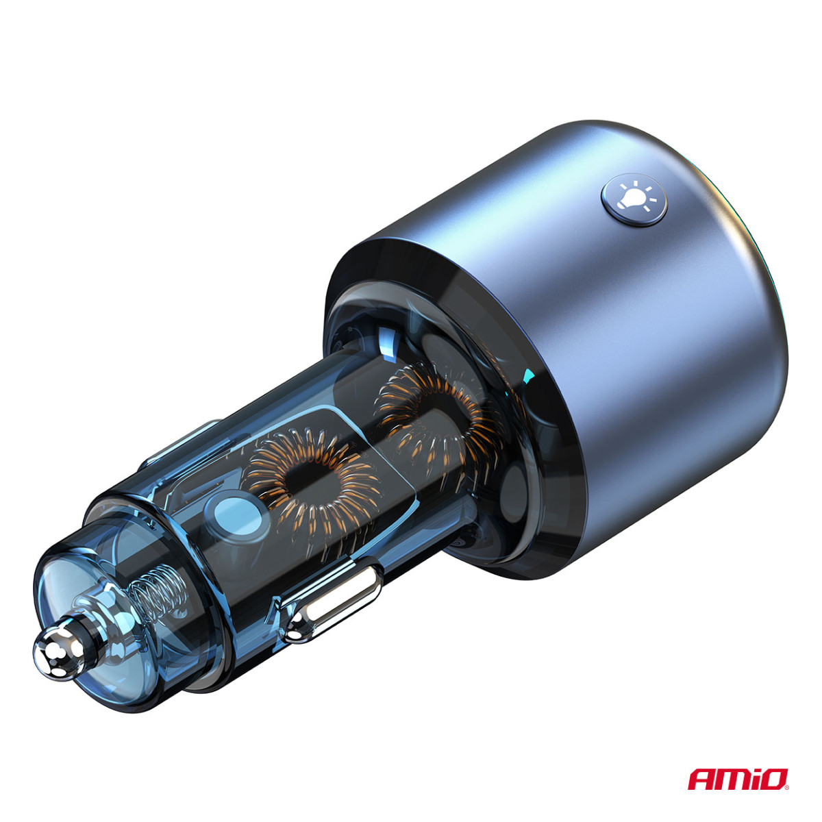 FM-Transmitter fürs Auto, 1×USB-A 1×USB-C 12V 24V AMIO-04655