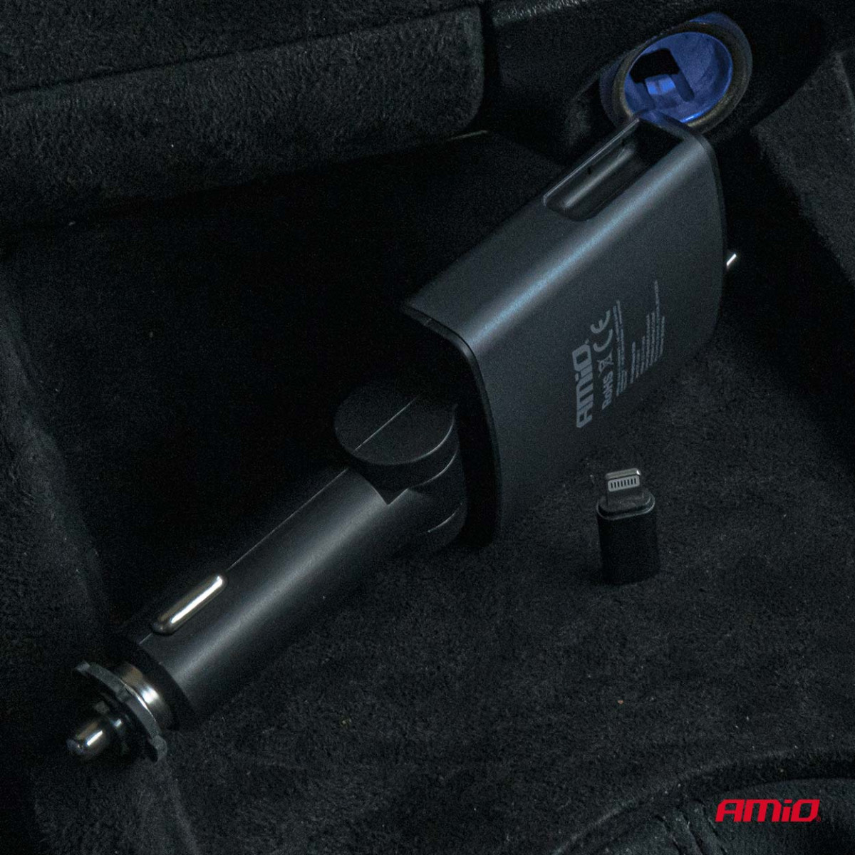 FM-Transmitter fürs Auto, 1×USB-A 1×USB-C 12V 24V AMIO-04656