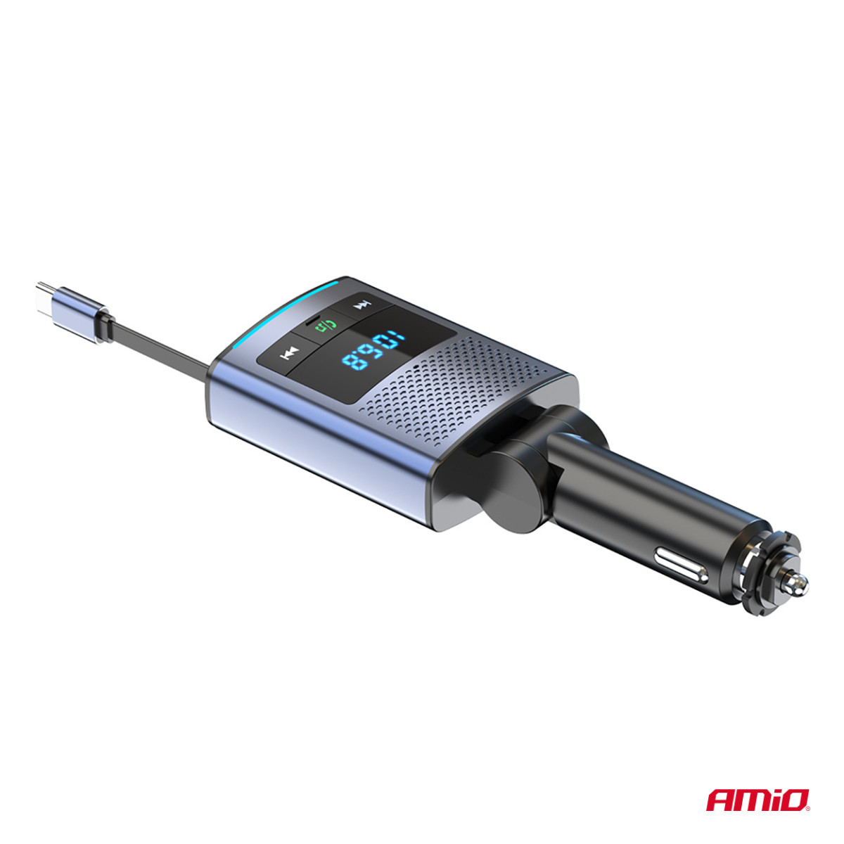 FM-Transmitter fürs Auto, 1×USB-A 1×USB-C 12V 24V AMIO-04656