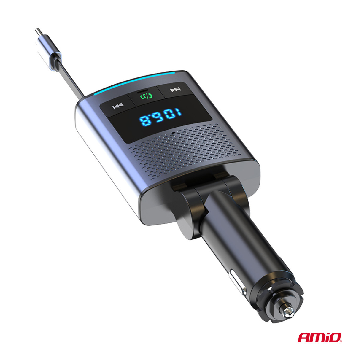 FM-Transmitter fürs Auto, 1×USB-A 1×USB-C 12V 24V AMIO-04656