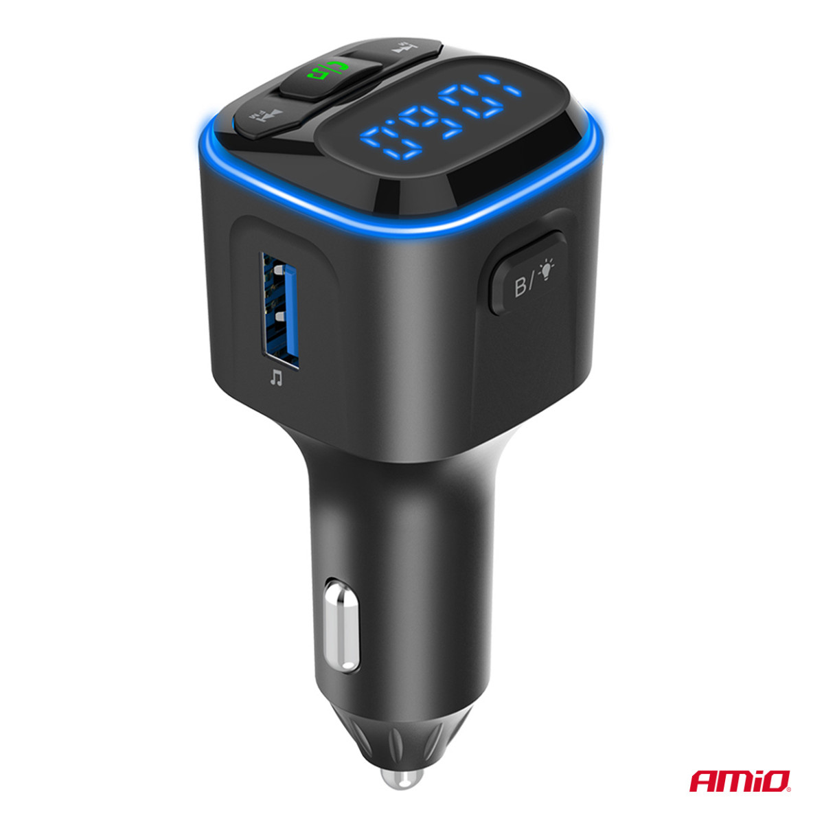 FM-Transmitter fürs Auto, 1×USB-A 2×USB-C 12V 24V AMIO-04651