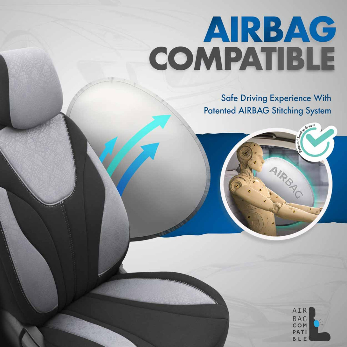 Universelle Sitzbezüge OTOM, RUBY - grau / schwarz