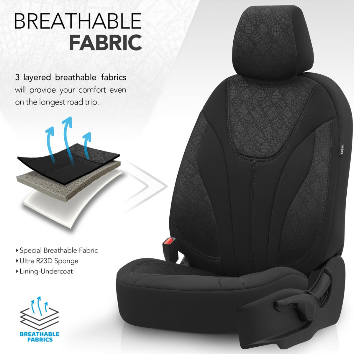 Universelle Sitzbezüge OTOM, RUBY - schwarz / grau 