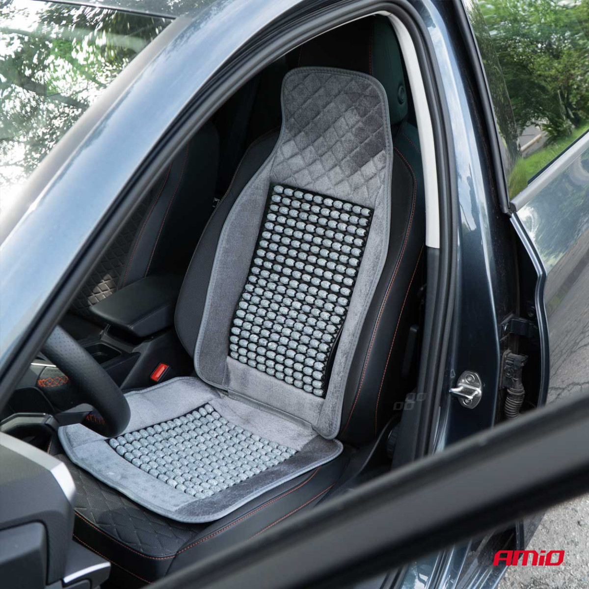 Autositzmatte mit Perlen CSM-17, 45 x 120 cm – grau 