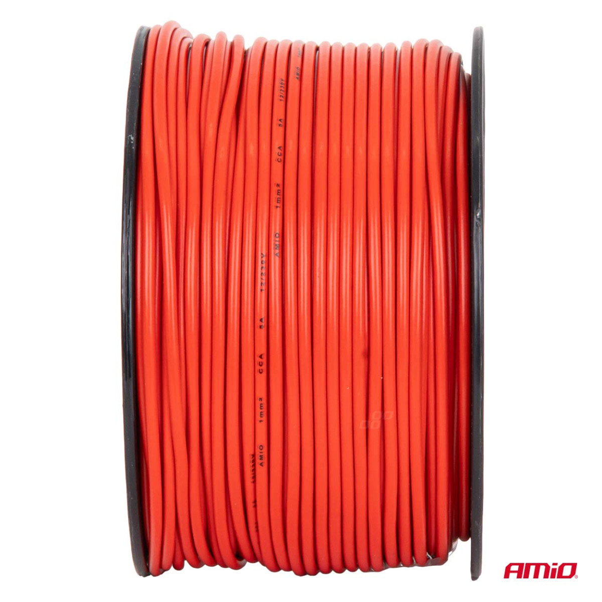 Einadriges CCA-Kabel, rot, 1x1mm² 100m 5A 12/230V AMIO-04451