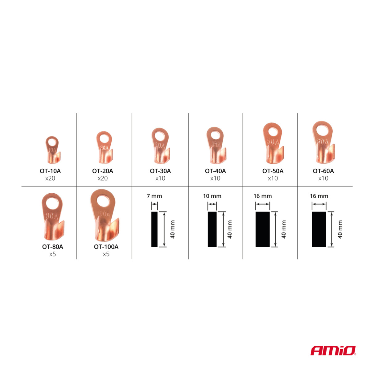 Satz Kupferringverbinder und Schrumpfschläuche, 180 Stück, AMIO-03984