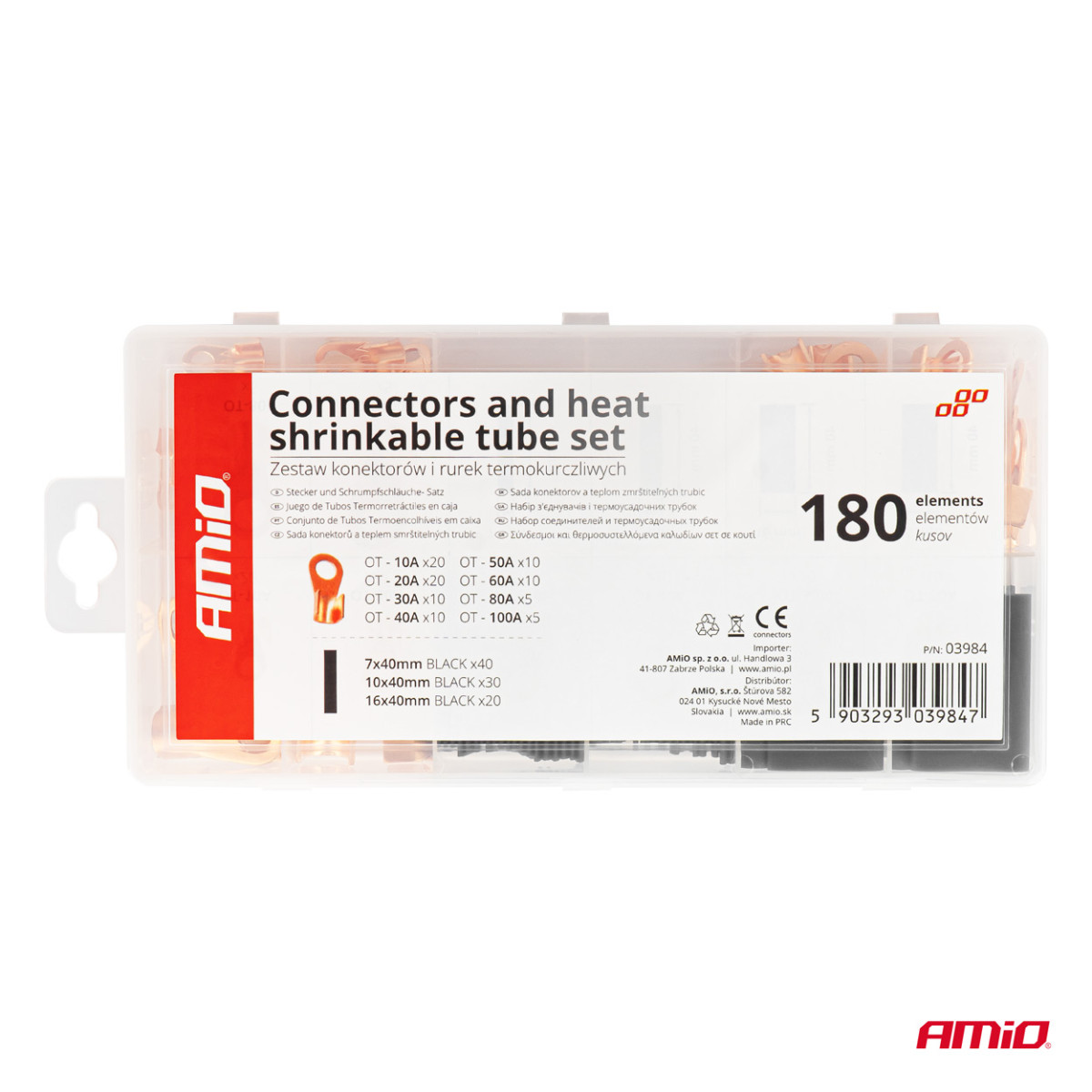 Satz Kupferringverbinder und Schrumpfschläuche, 180 Stück, AMIO-03984