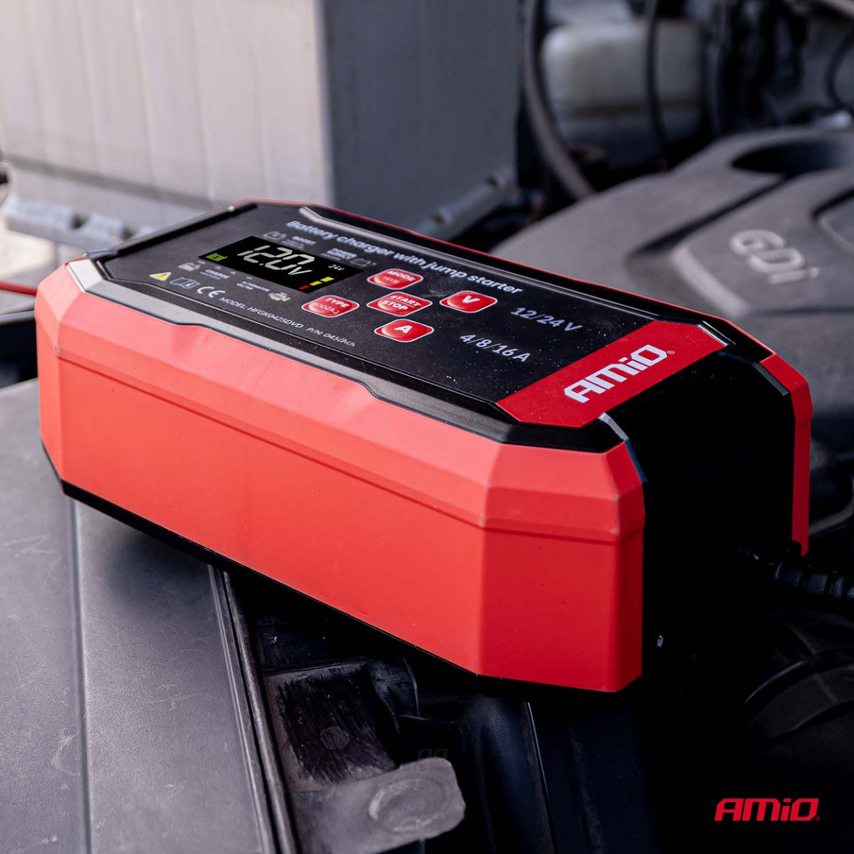 Batterieladegerät mit Starthilfefunktion AGM/GEL/STD/LiFePo4 MAX 16A 12/24V PRO AMIO-04529