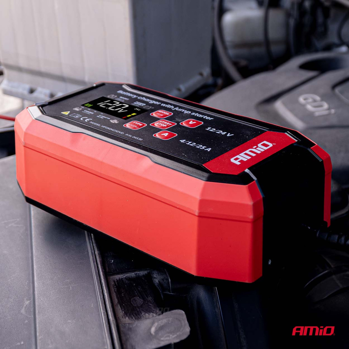 Batterieladegerät mit Starthilfefunktion AGM/GEL/STD/LiFePo4 MAX 25A 12/24V PRO AMIO-04530