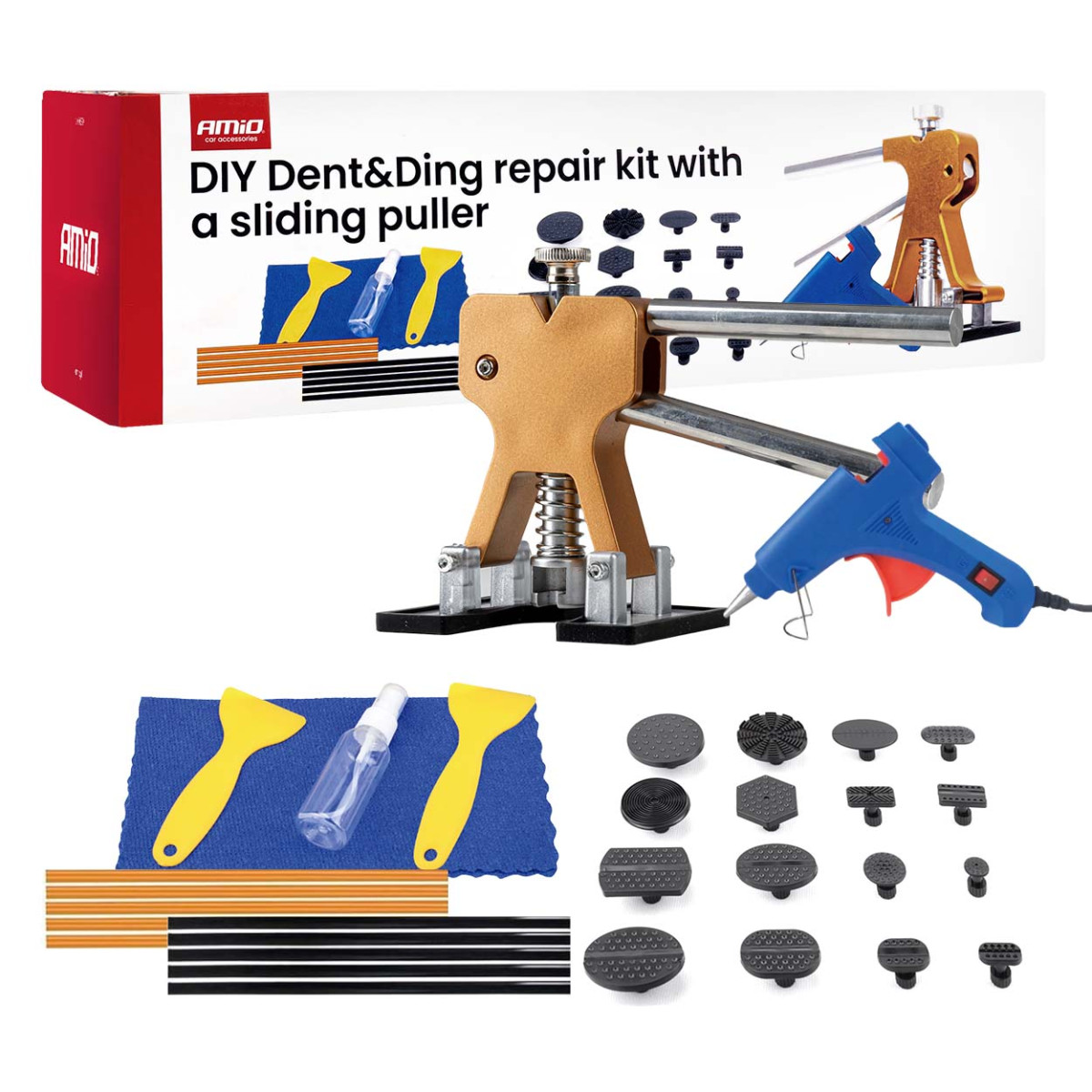 PDR-Karosserie-Ausbeulset mit Gleitabzieher (DIY) AMIO-04599