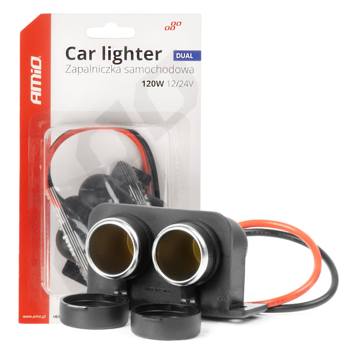 Doppelt abgedichtete Kfz-Steckdose 12/24V AMIO-04130