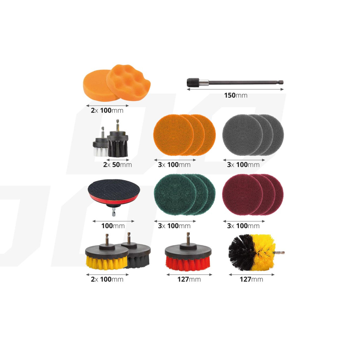 Bürstenset für Bohrmaschine/Schraubendreher, 22-teilig.