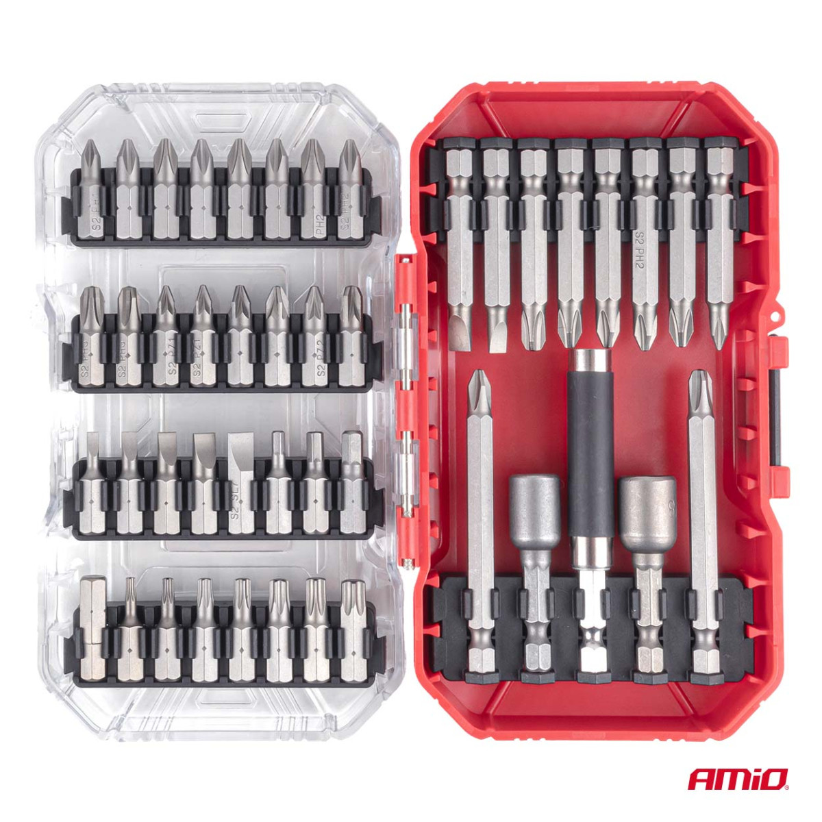 Schraubendreher-Bit- und Steckschlüsselsatz, S2, PH, 45-teilig, AMIO-04932