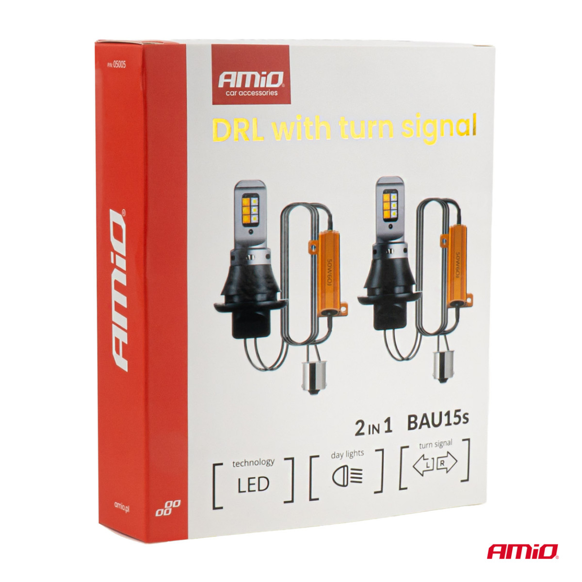LED-Tagfahrlicht und Blinker 2in1, 1156, CANBUS, 12/24 V, AMIO-05005