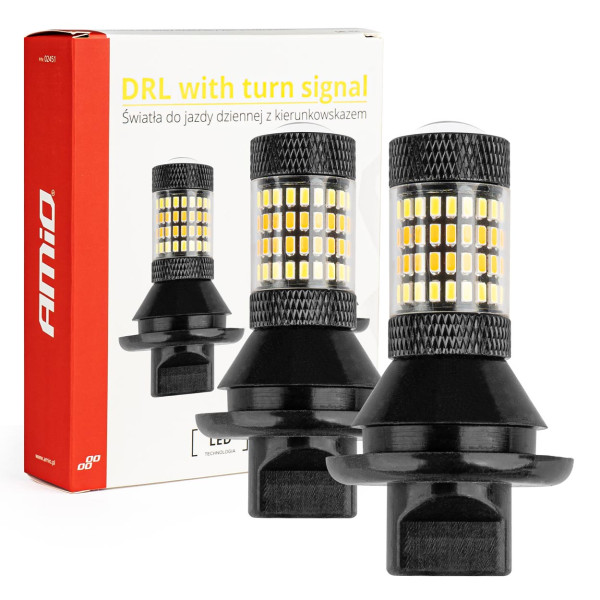 LED-Tagfahrlicht mit Blinker 2in1 PY21W AMIO-02451