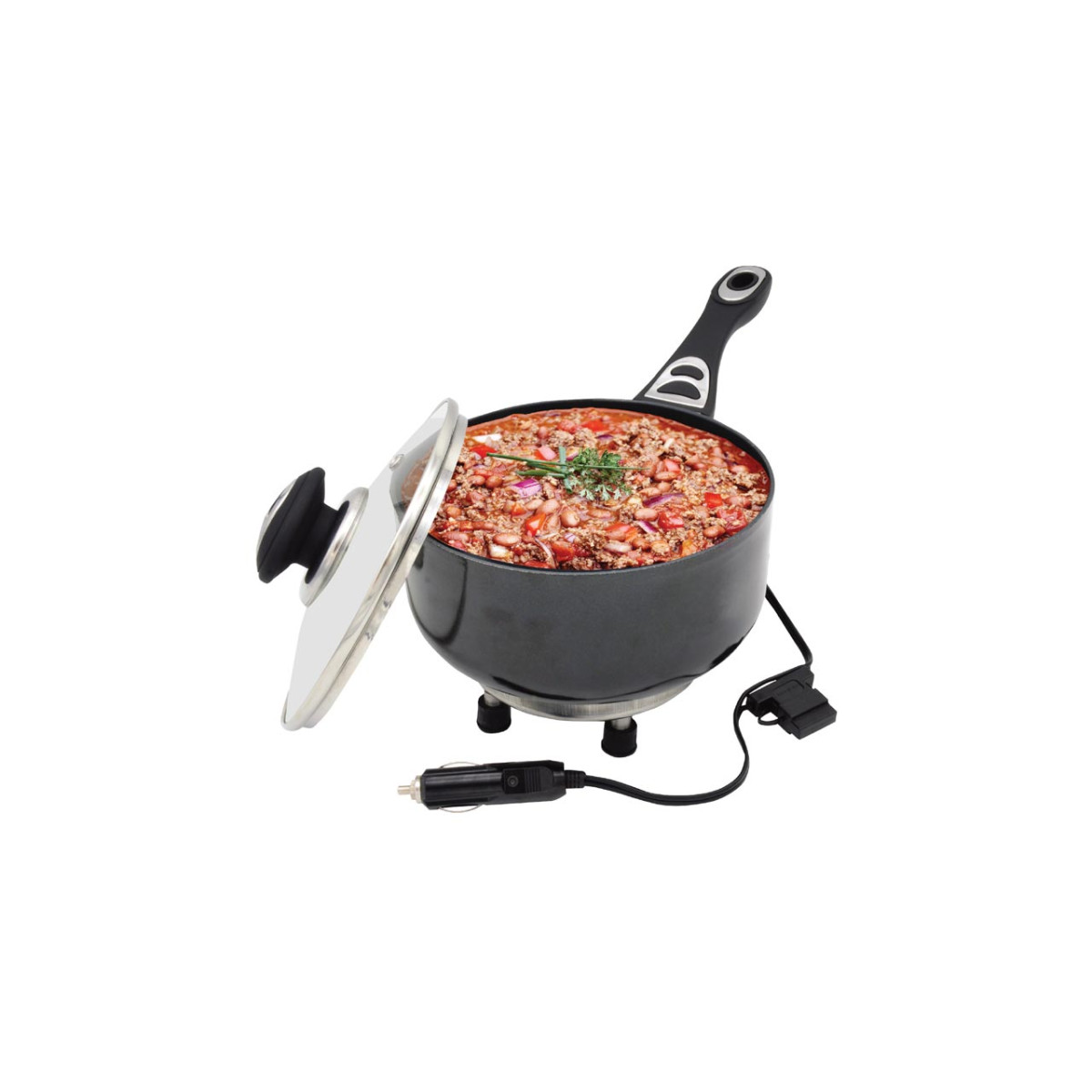 Elektrischer Topf mit Deckel fürs Auto, 18 cm x 8 cm, 250 W, 24 V, AMIO-02535