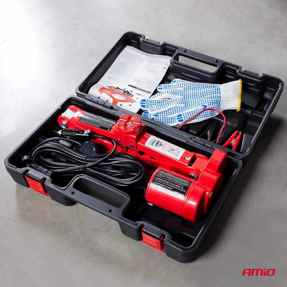 Elektrische Trapezhebebühne 3000 kg, 12 V mit Fernbedienung und Reparaturset AMIO-02406