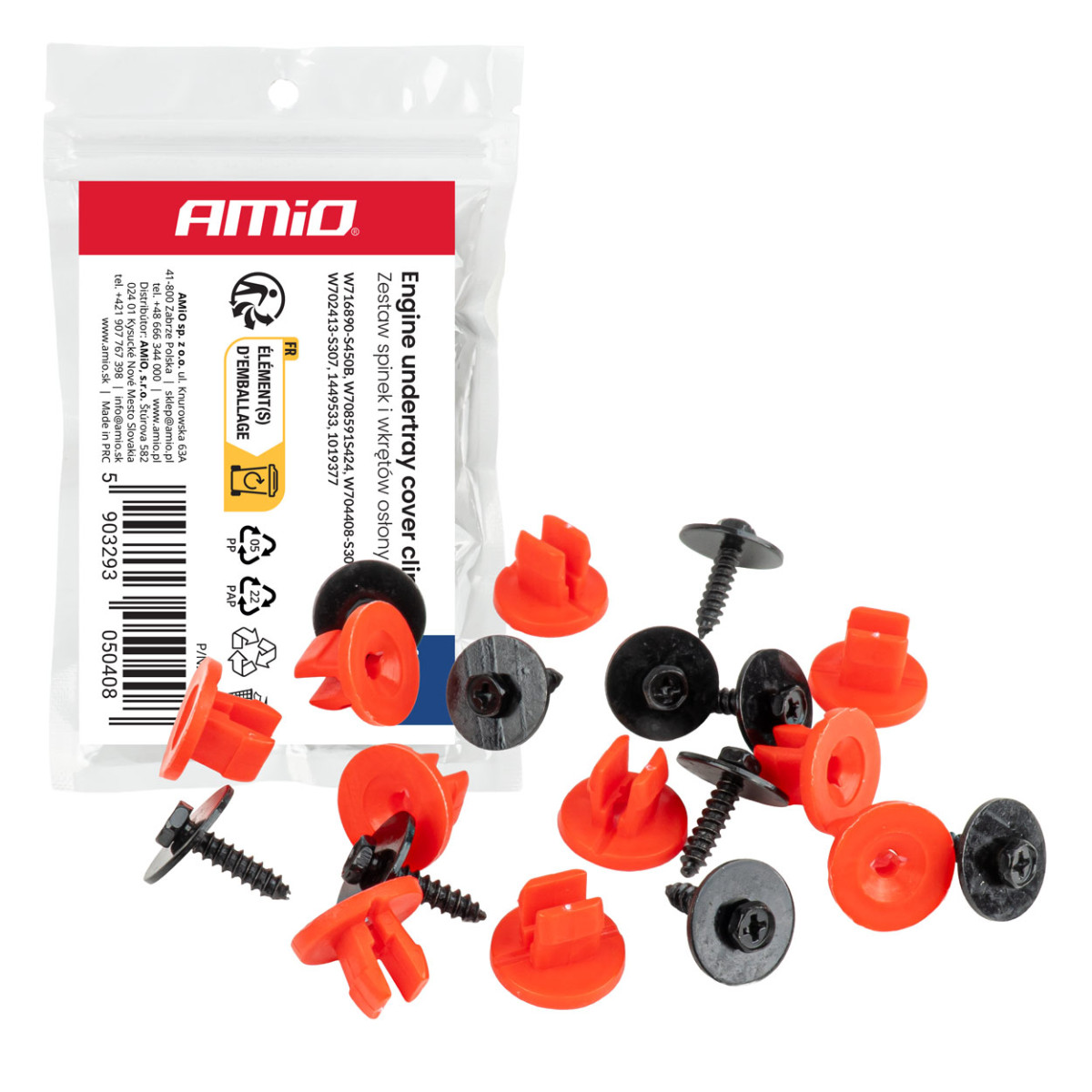 Clips- und Schraubenset für Motorabdeckung, 10 Sätze, AMIO-05040