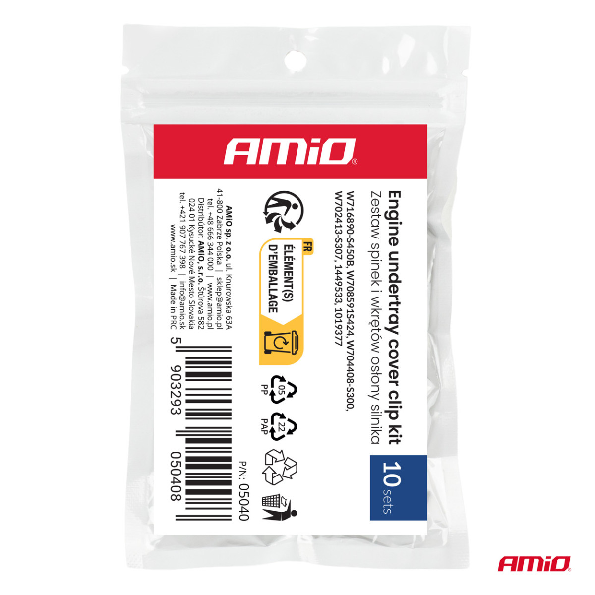 Clips- und Schraubenset für Motorabdeckung, 10 Sätze, AMIO-05040