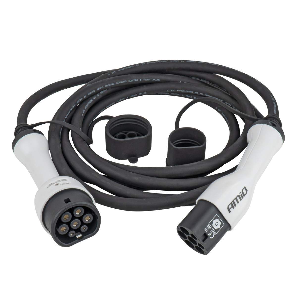 Ladekabel für Elektrofahrzeuge Typ 2 – Typ 2, 3-phasig, 22 kW, 5 m, AMIO-04972