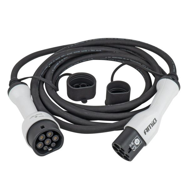 Ladekabel für Elektrofahrzeuge Typ 2 – Typ 2, 3-phasig, 22 kW, 5 m, AMIO-04972 Ladekabel für Elektrofahrzeuge Typ 2 – Typ 2, 3-phasig, 22 kW, 5 m, AMIO-04972