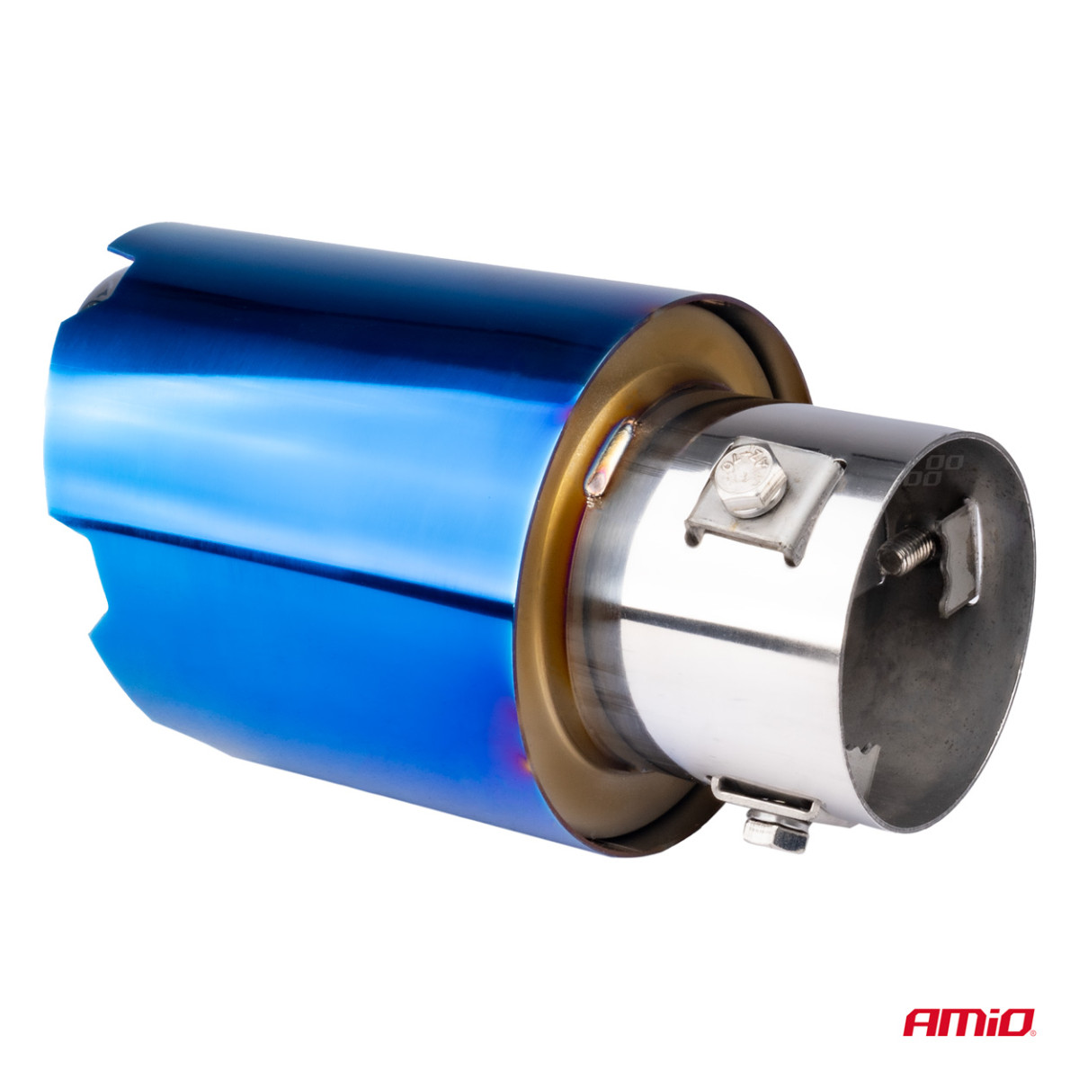 Auspuffblende 43-56 mm, Edelstahl, blau AMiO-04066