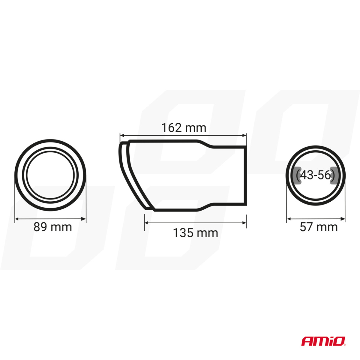 Auspuffblende 43-56 mm, Edelstahl, blau AMiO-04066
