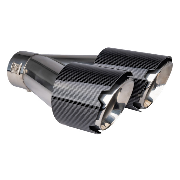 Auspuffendrohr, Edelstahl, Carbon, doppelt, links, AMiO 04069