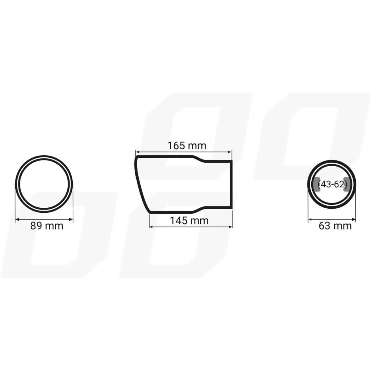 Auspuffendrohr 43-62 mm, Edelstahl, verchromt AMiO-04060