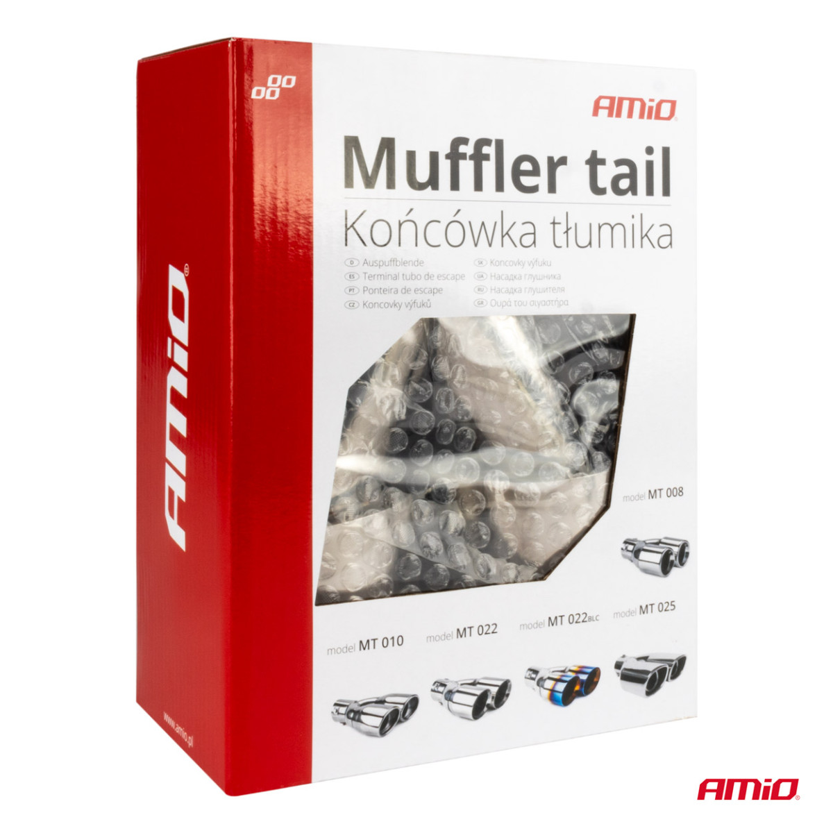 Auspuffblende 32-52 mm, Edelstahl, verchromt, doppelt, links AMiO-04067