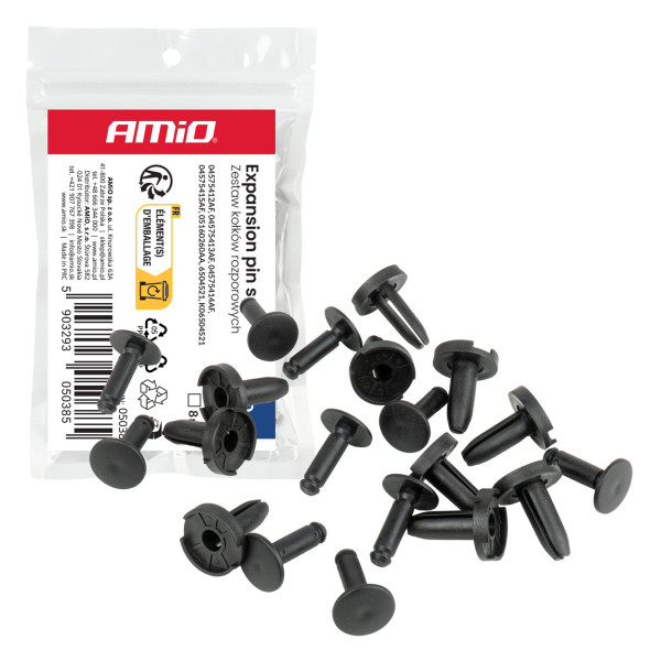 Spreizclips-Set 23,5 mm, Ø 8 mm, 10 Stück, AMIO-05038