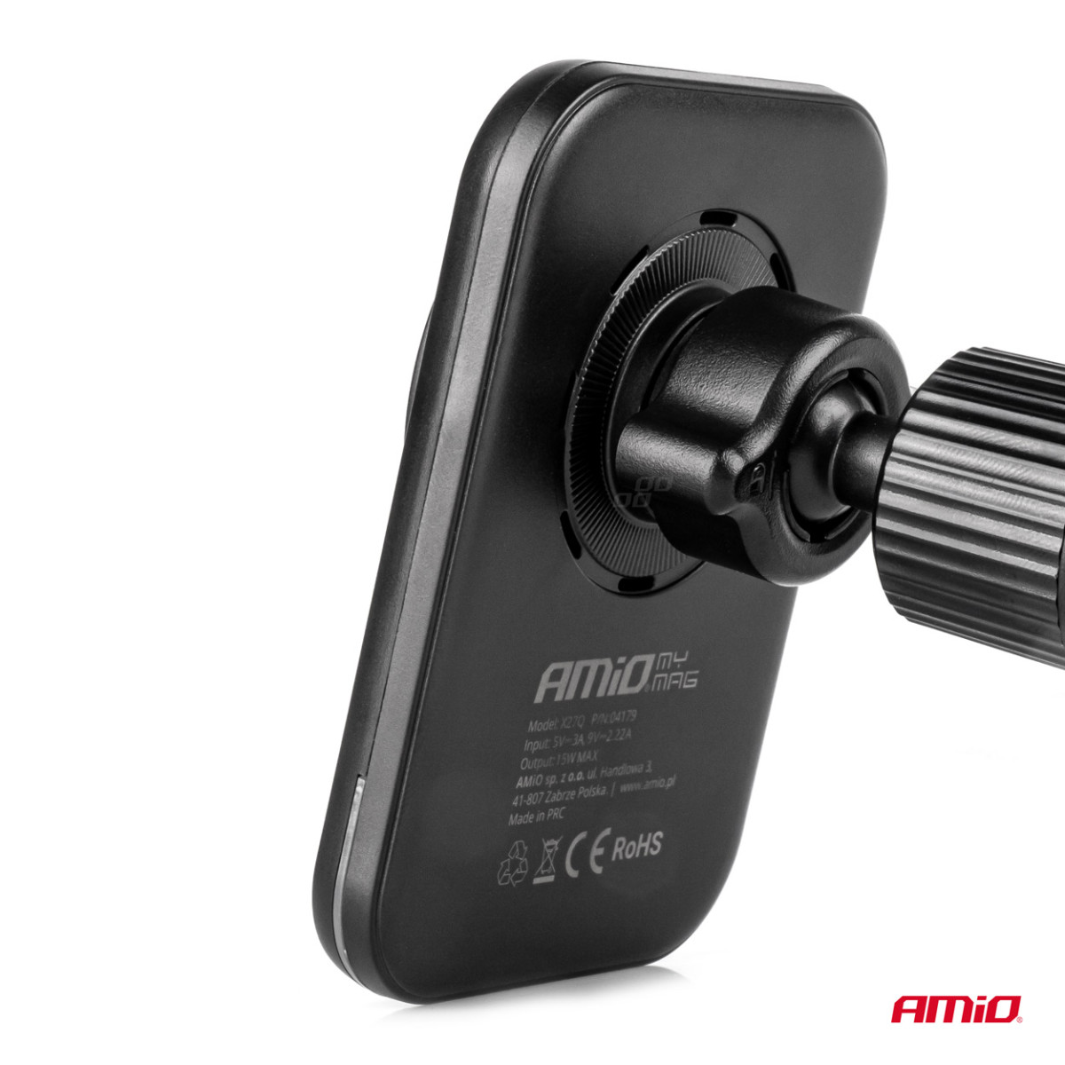 Magnetisches kabelloses Autoladegerät Qi2 15W – für Lüftung/Armaturenbrett AMIO-04179