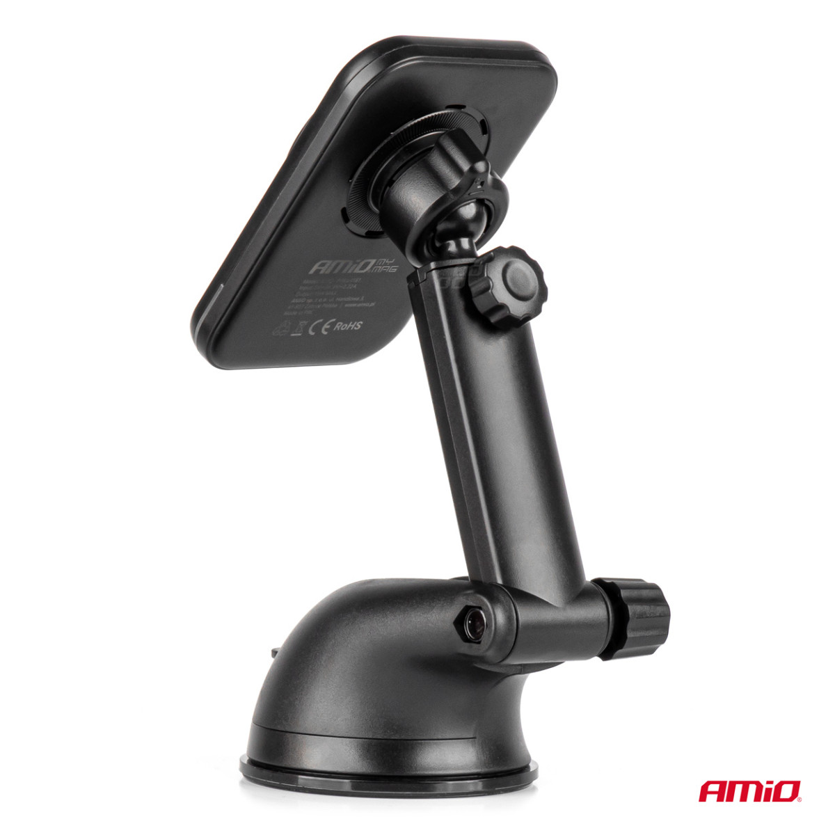 Schnelles magnetisches kabelloses Autoladegerät Qi2 15W - Fenster/Armaturenbrett AMIO-04181
