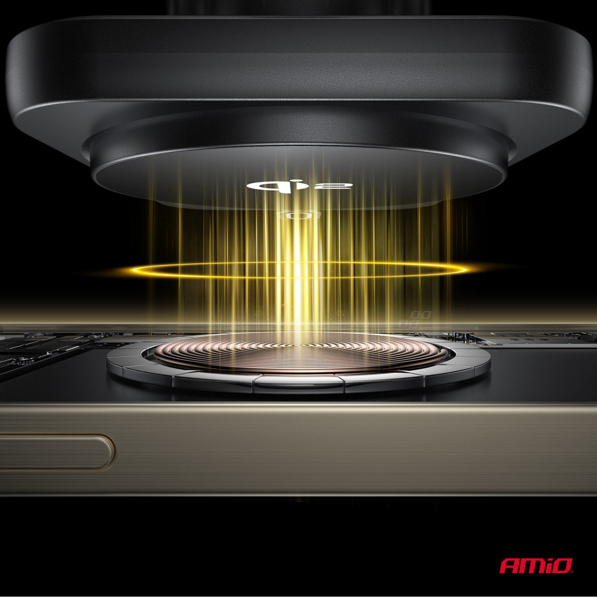 Schnelles magnetisches kabelloses Autoladegerät Qi2 15W - Fenster/Armaturenbrett AMIO-04181