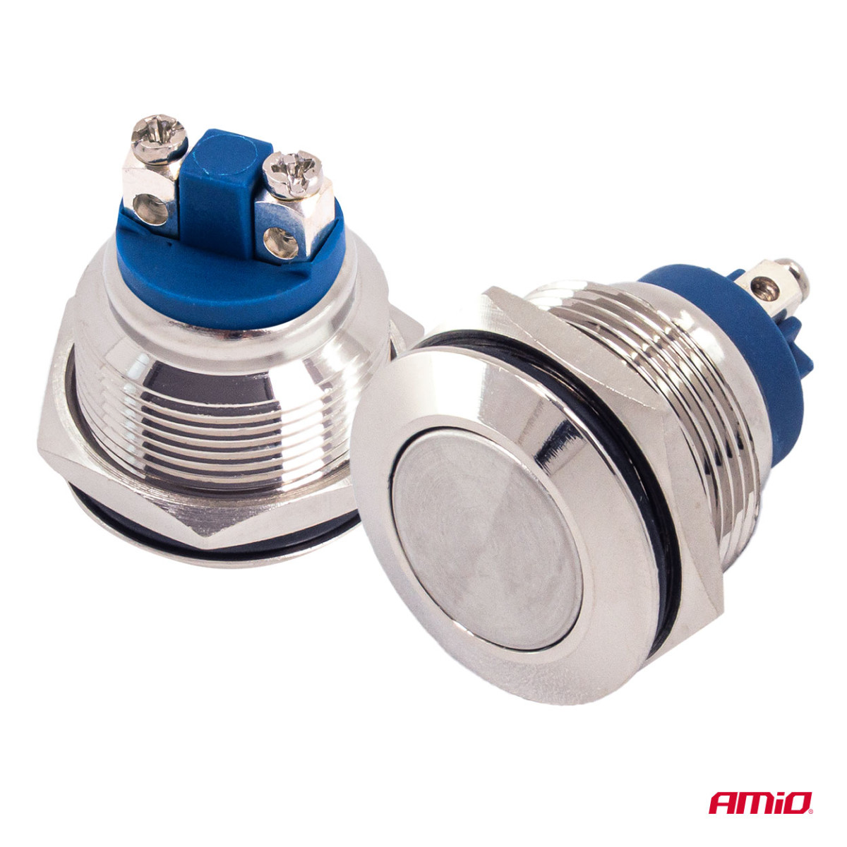 Flacher runder Momenttaster, 19 mm, 5 A, 12/230 V AMIO-04436